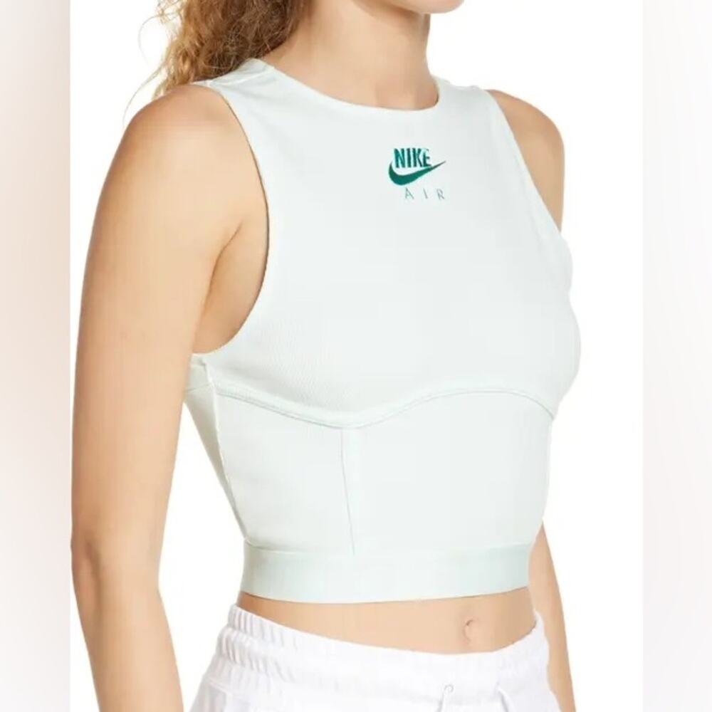 Nike Air Barely Green Washed Teal Ribbed Cropped Tank Top Women’s XXL - Picture 1 of 12